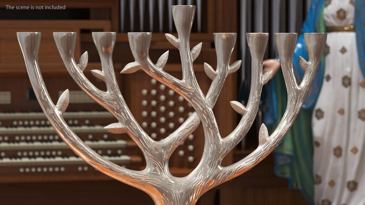 3D model Hanukkah Menorah Candelabrum Silver