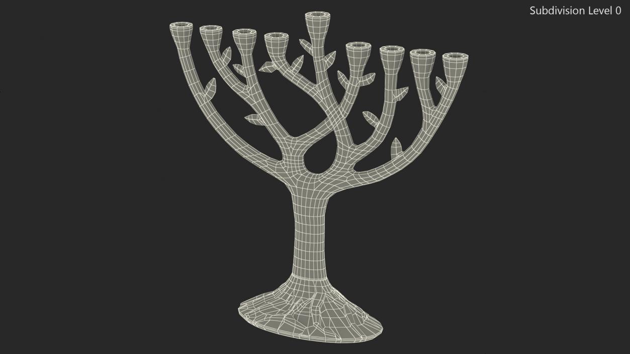 3D model Hanukkah Menorah Candelabrum Silver