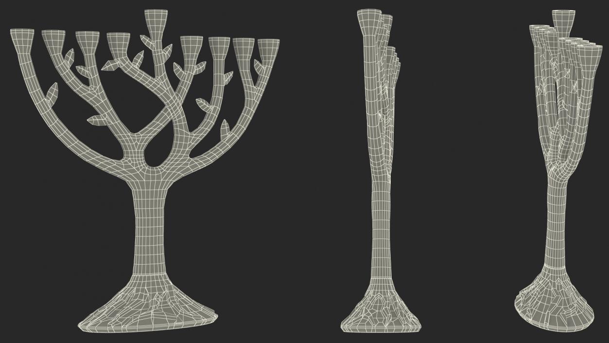 3D model Hanukkah Menorah Candelabrum Silver