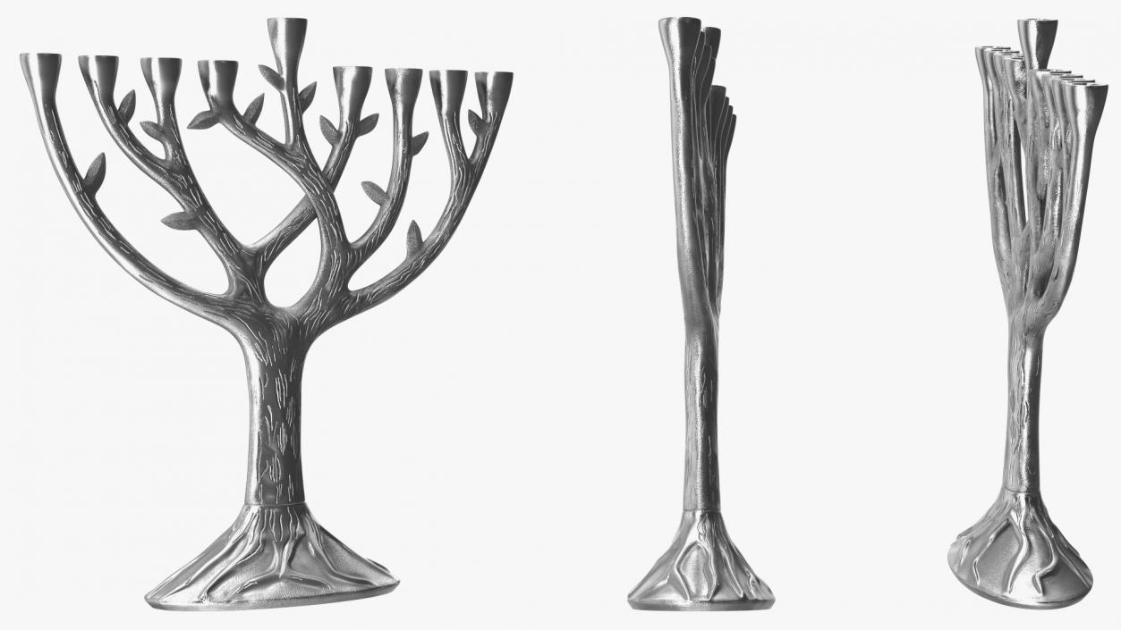 3D model Hanukkah Menorah Candelabrum Silver