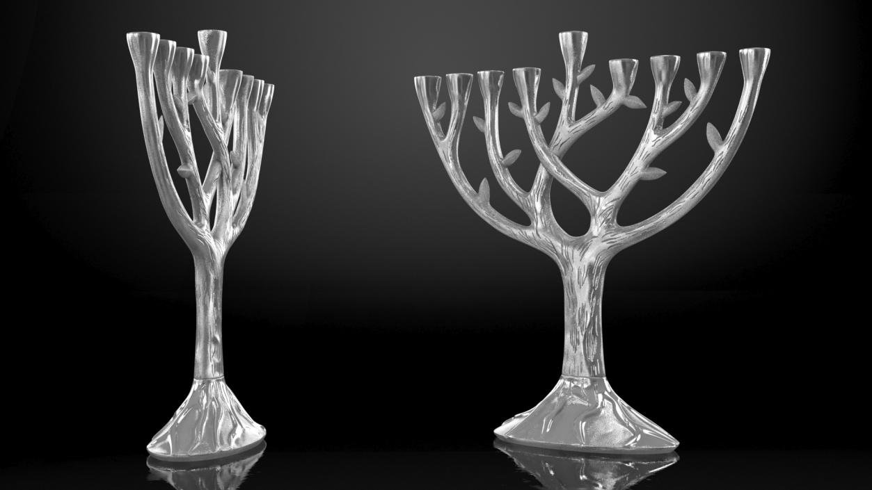 3D model Hanukkah Menorah Candelabrum Silver