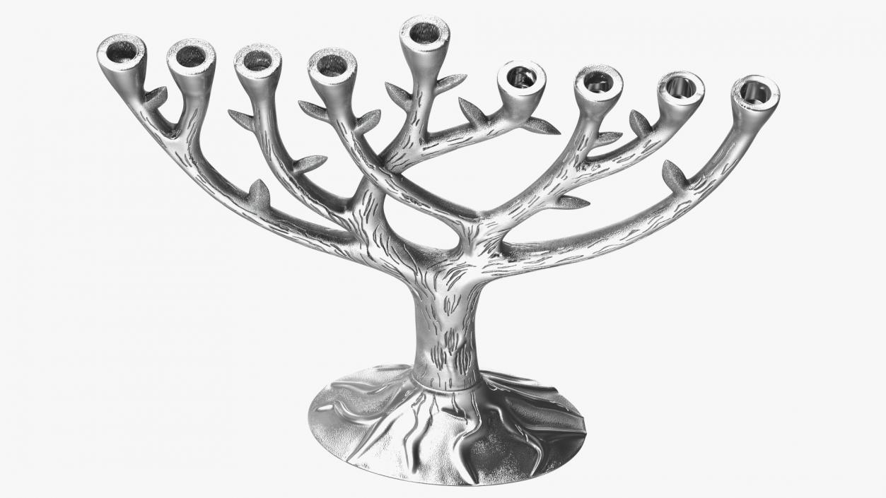 3D model Hanukkah Menorah Candelabrum Silver