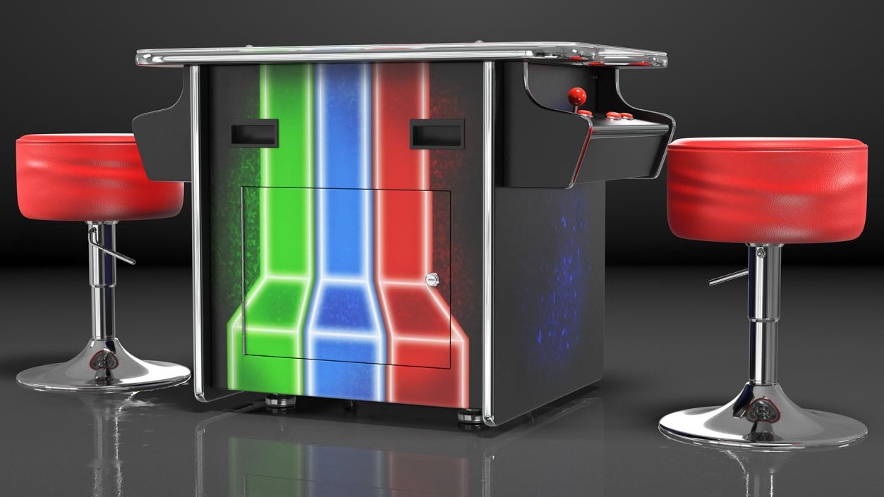 3D Cocktail Table Arcade Machine with Stools