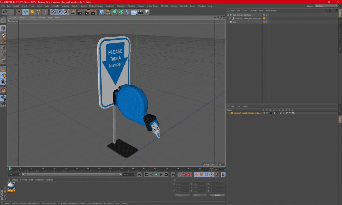 3D Manual Ticket Machine Blue