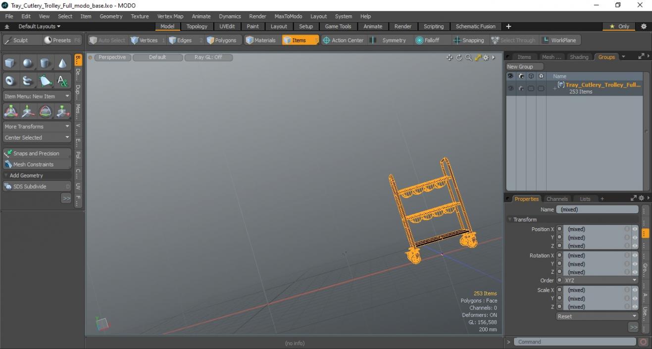 3D model Tray Cutlery Trolley Full