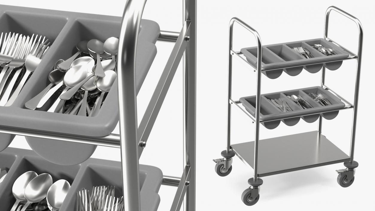 3D model Tray Cutlery Trolley Full