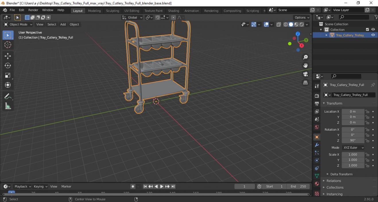 3D model Tray Cutlery Trolley Full