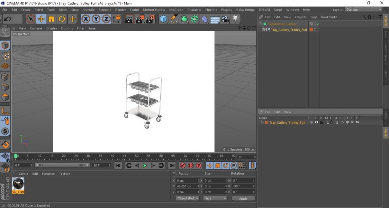 3D model Tray Cutlery Trolley Full