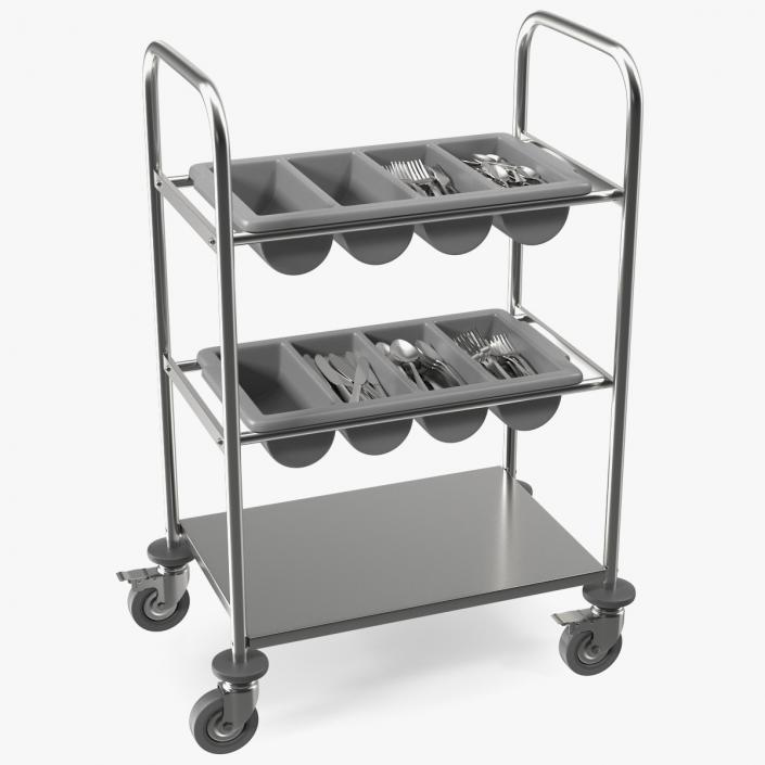 3D model Tray Cutlery Trolley Full