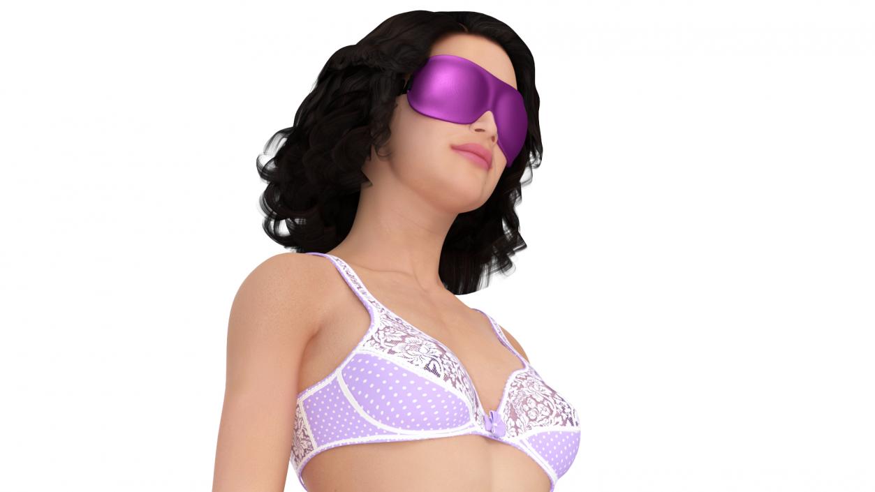 Woman Wearing Pink Eye Mask 3D