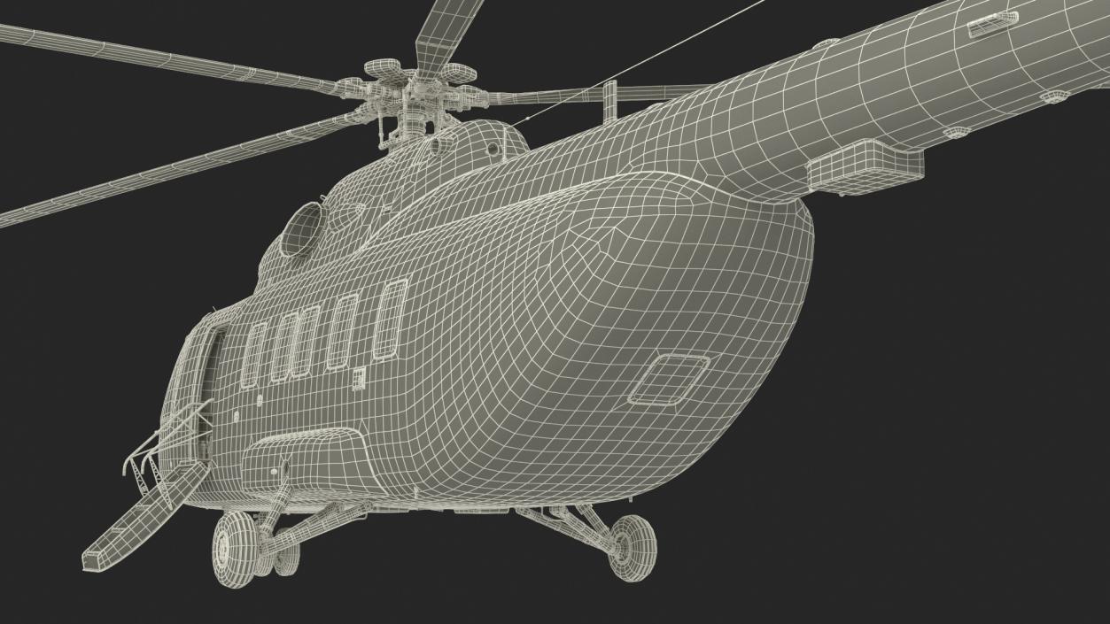 3D Helicopter MI-171 A3 White Rigged model