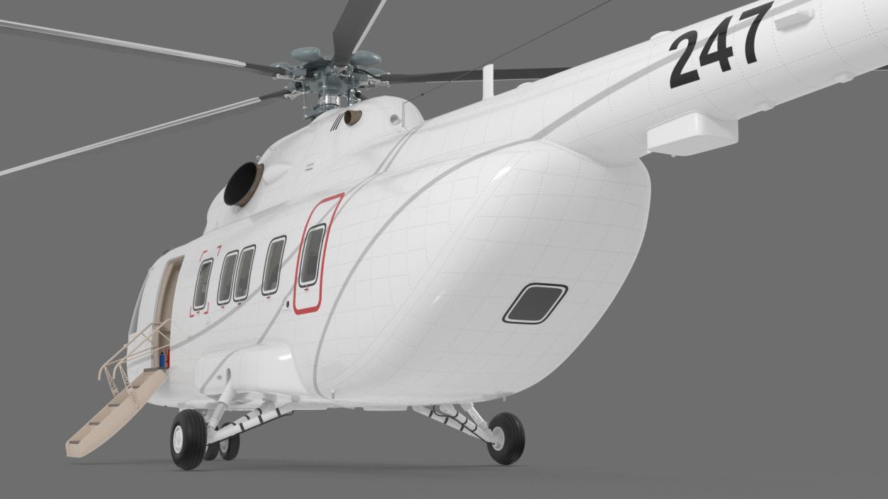 3D Helicopter MI-171 A3 White Rigged model