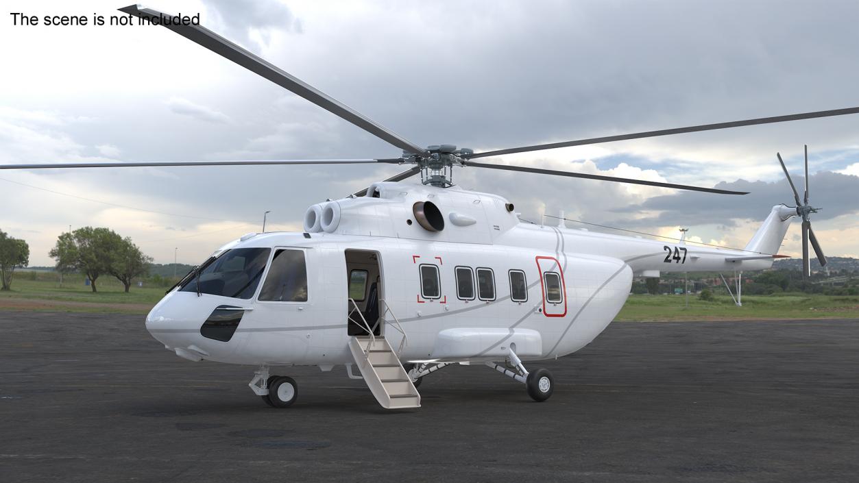 3D Helicopter MI-171 A3 White Rigged model