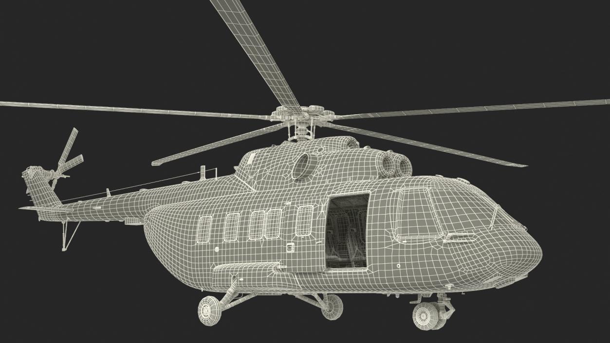 3D Helicopter MI-171 A3 White Rigged model