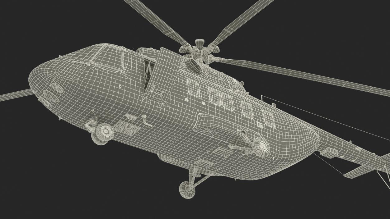 3D Helicopter MI-171 A3 White Rigged model