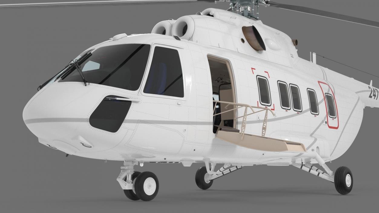 3D Helicopter MI-171 A3 White Rigged model