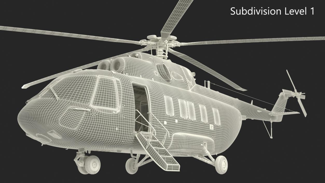 3D Helicopter MI-171 A3 White Rigged model