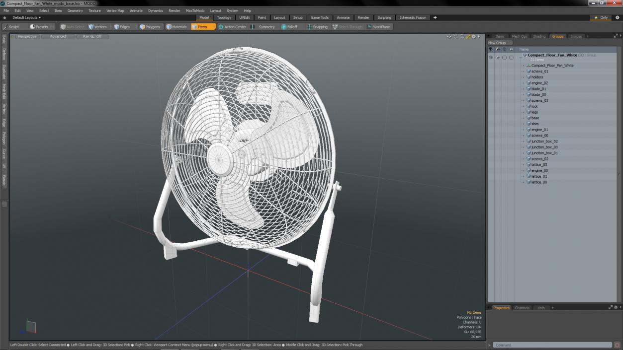 3D Compact Floor Fan White model