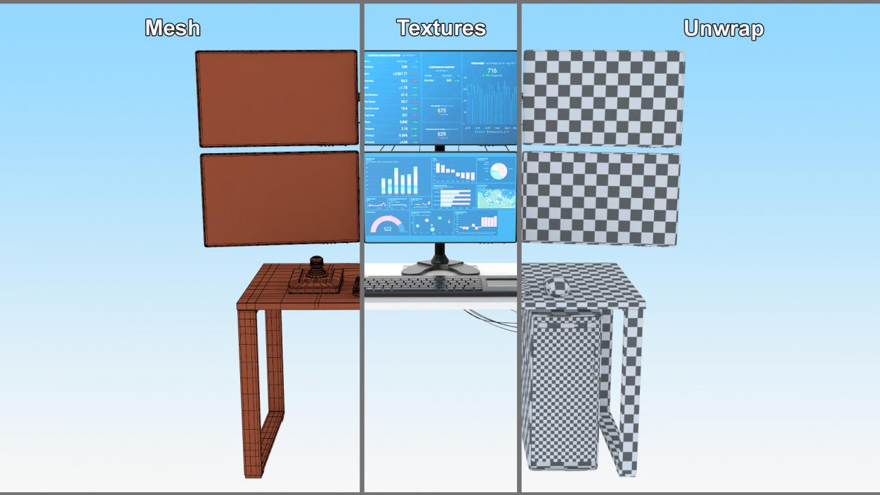 3D Factory Computer Monitors Light