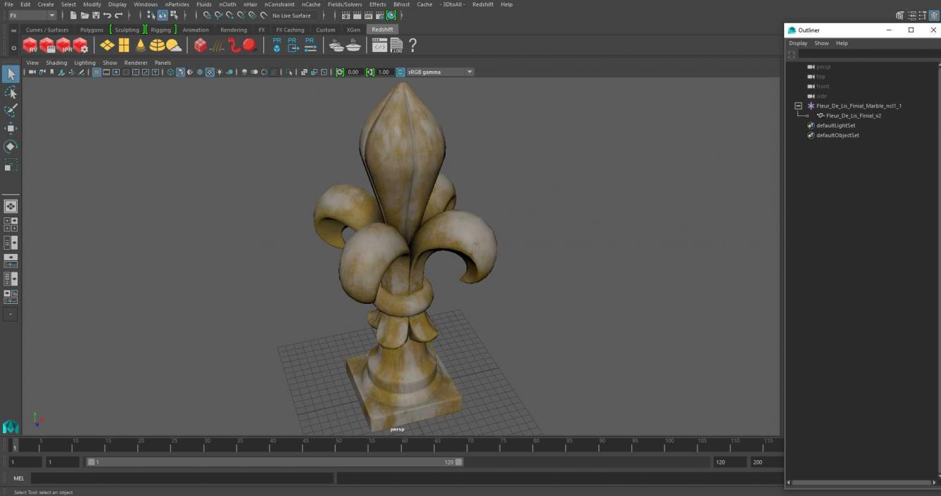 3D Fleur De Lis Finial Marble