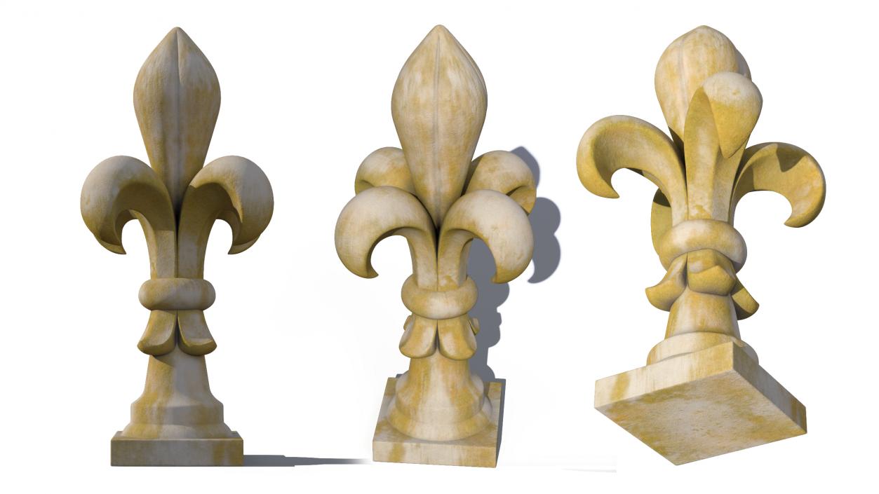 3D Fleur De Lis Finial Marble