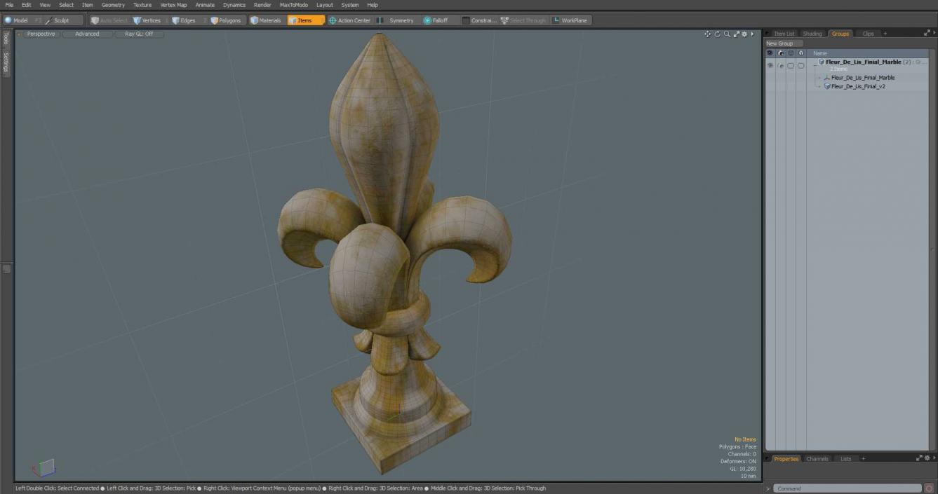 3D Fleur De Lis Finial Marble