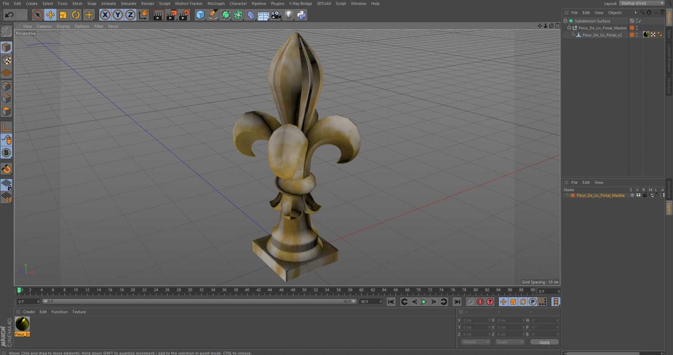 3D Fleur De Lis Finial Marble