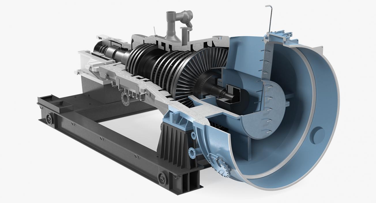 3D model Cross Section of Steam Turbine