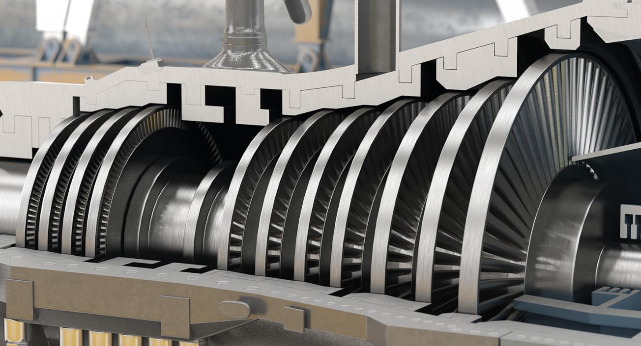 3D model Cross Section of Steam Turbine