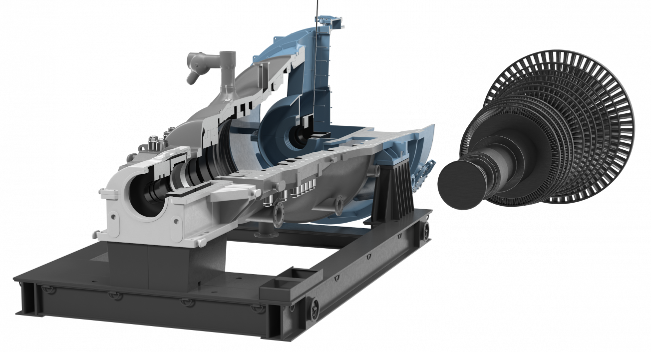 3D model Cross Section of Steam Turbine