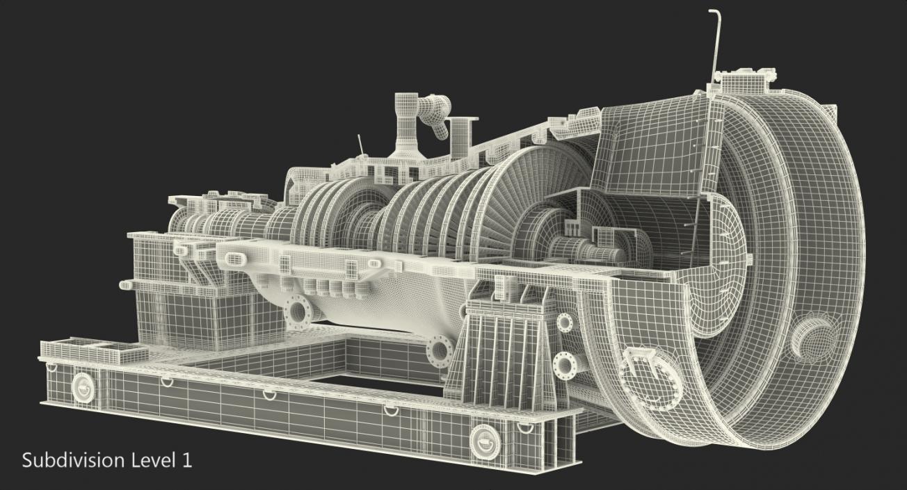 3D model Cross Section of Steam Turbine