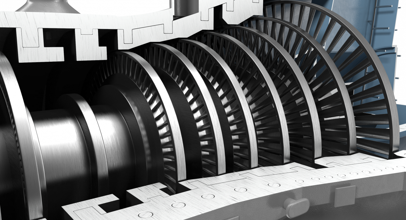 3D model Cross Section of Steam Turbine