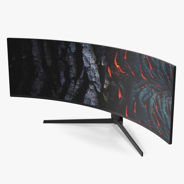 3D Curved Ultrawide Gaming Monitor Rigged model