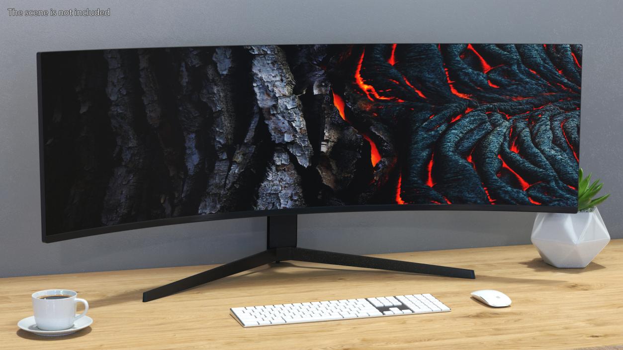 3D Curved Ultrawide Gaming Monitor Rigged model