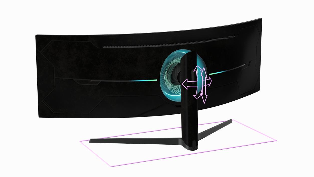 3D Curved Ultrawide Gaming Monitor Rigged model