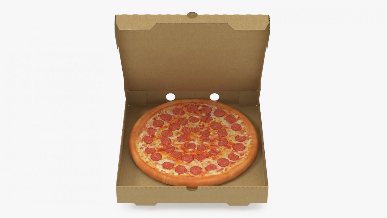 Pepperoni Pizza in Cardboard Box 3D