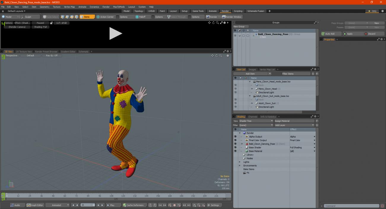 3D Bald Clown Dancing Pose model