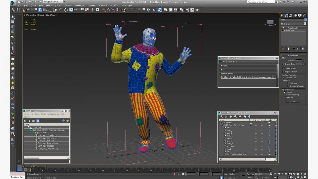 3D Bald Clown Dancing Pose model