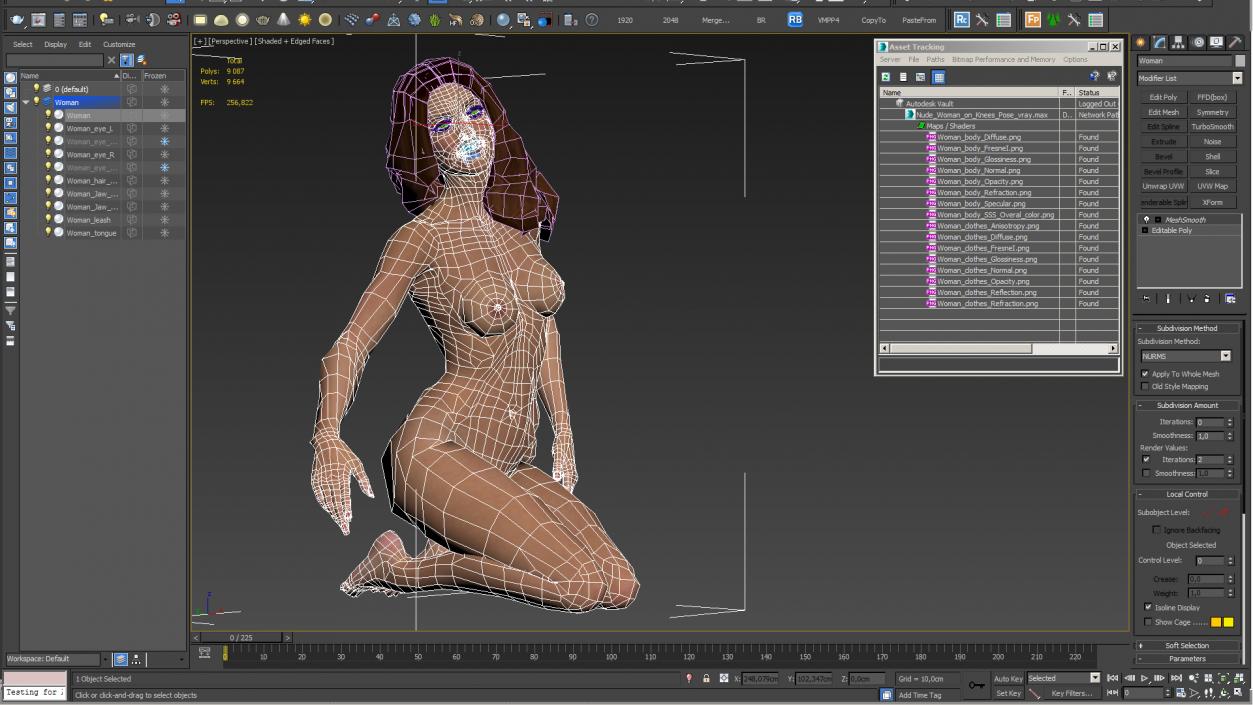 Nude Woman on Knees Pose 3D model