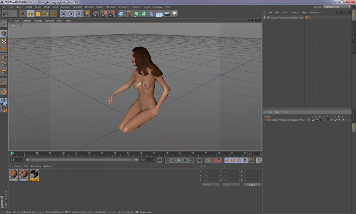 Nude Woman on Knees Pose 3D model