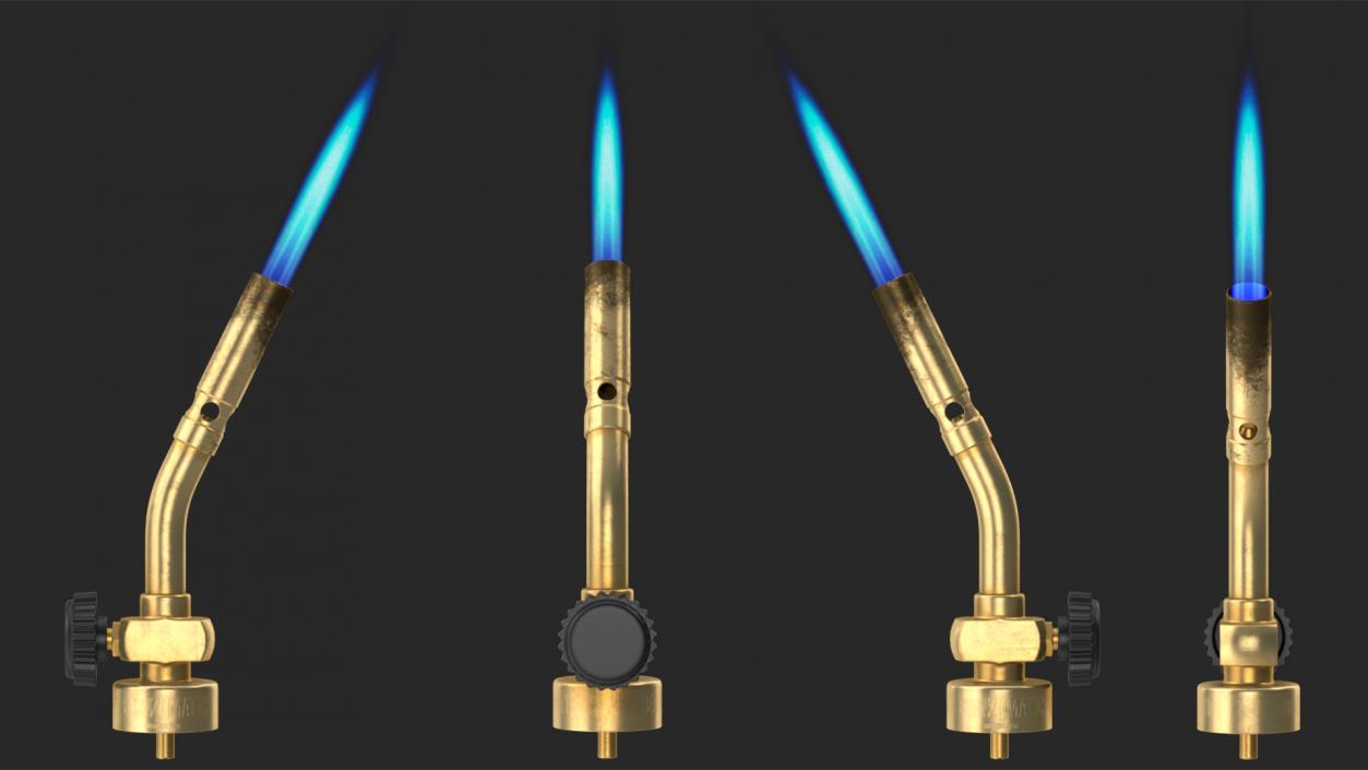 3D model Pencil Tip Propane Torch Head with Flame