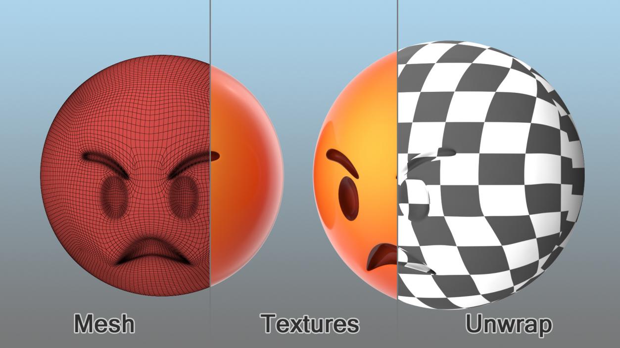 3D Emoji Angry Faces Collection model