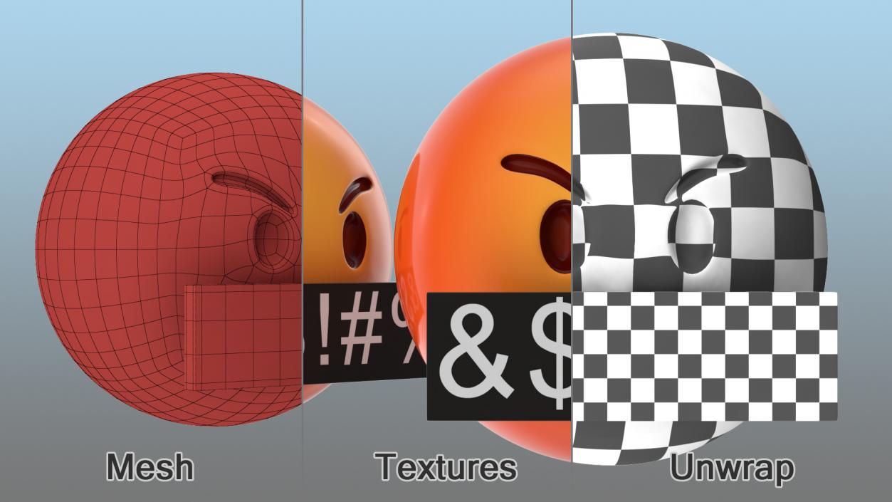 3D Emoji Angry Faces Collection model