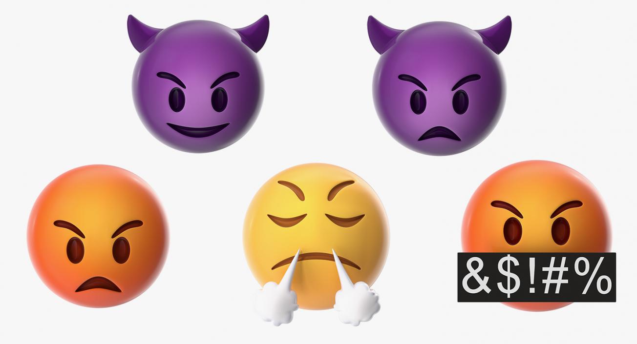 3D Emoji Angry Faces Collection model