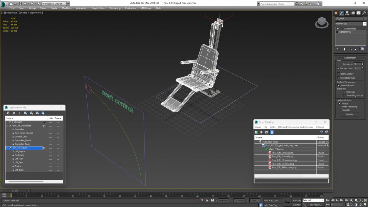 3D model Pool Lift Rigged for Maya