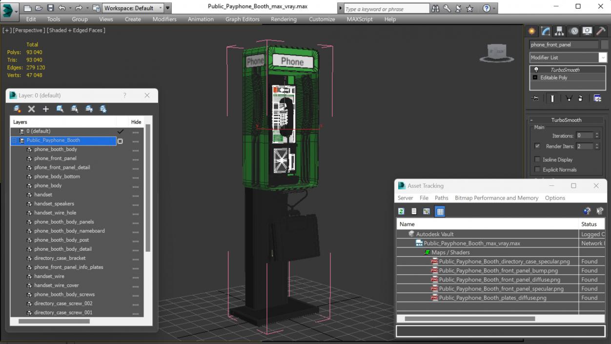 3D Public Payphone Booth