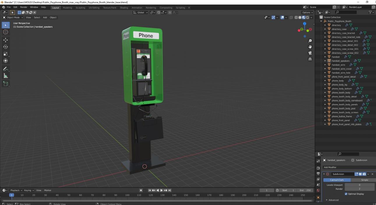 3D Public Payphone Booth