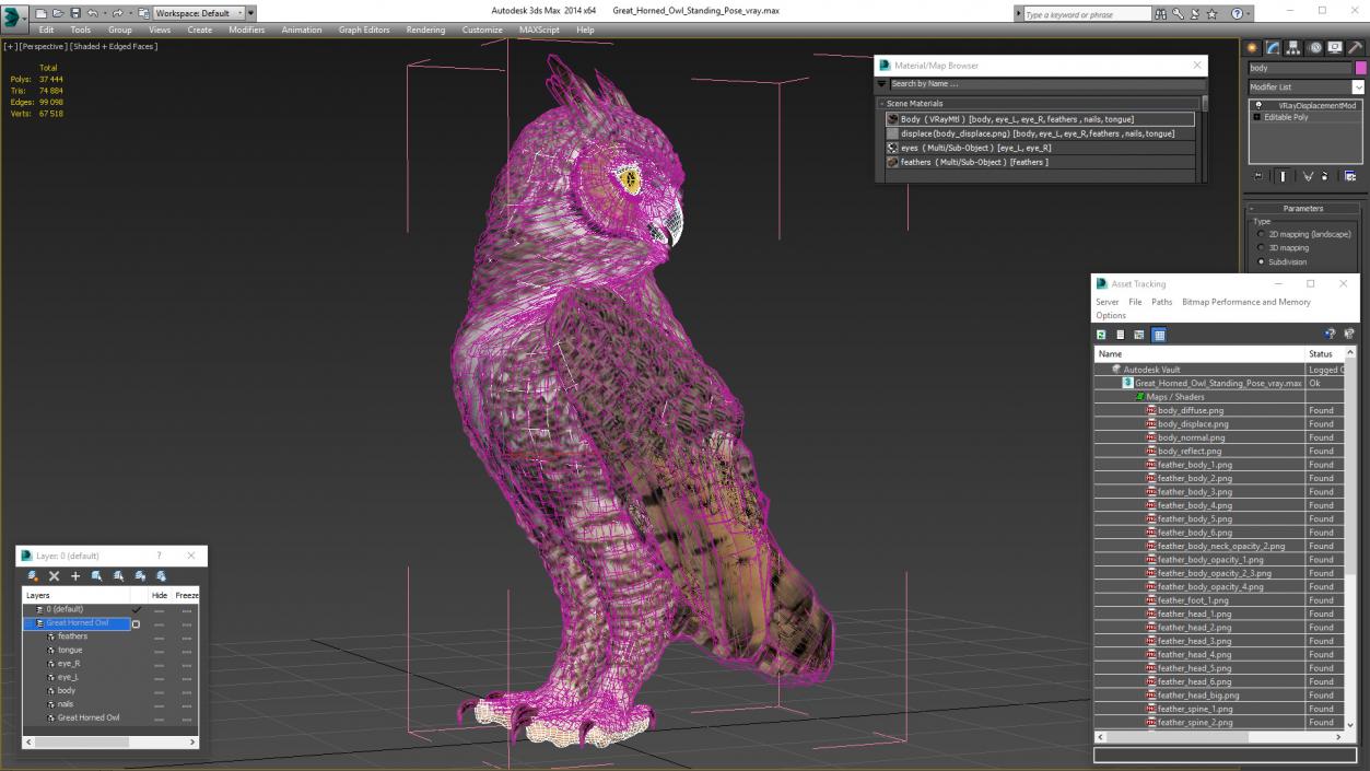 3D model Great Horned Owl Standing Pose