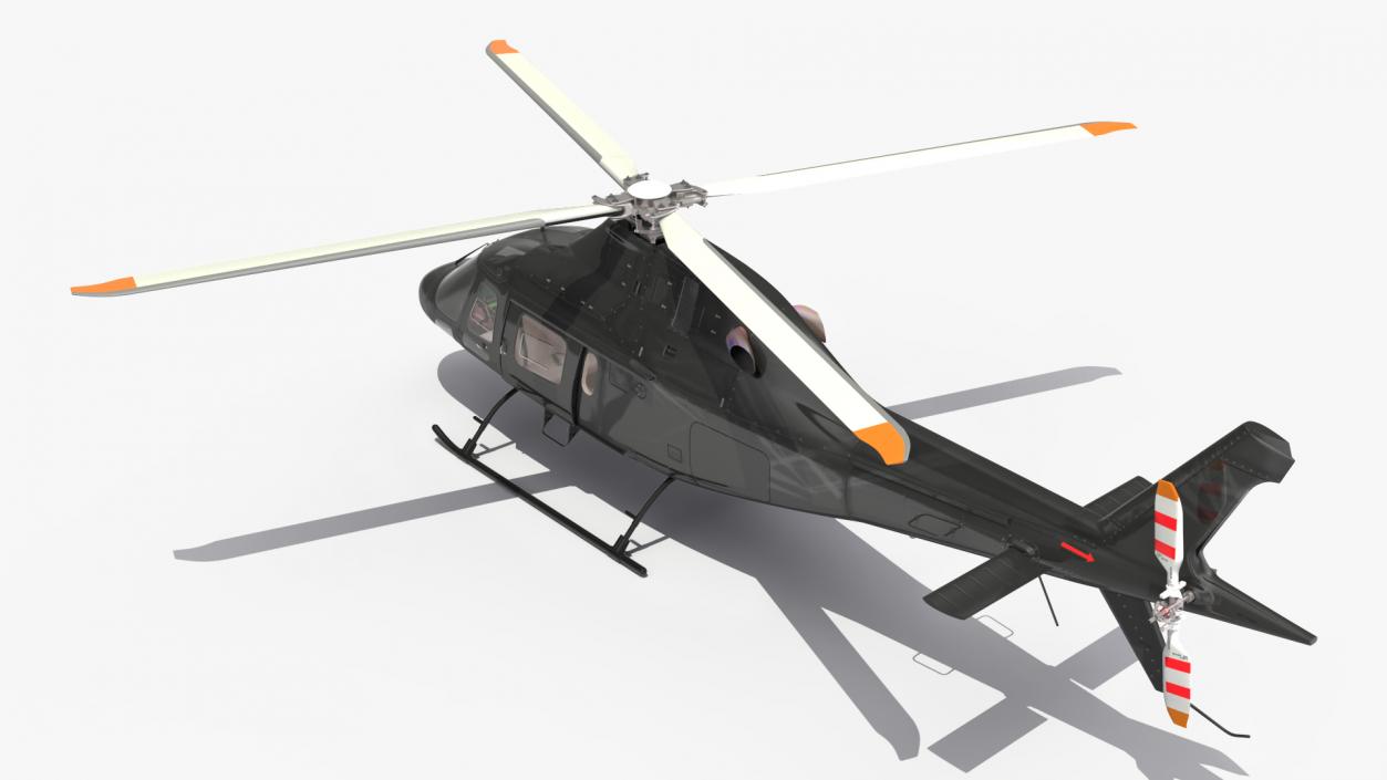 3D Utility Helicopter Black Rigged