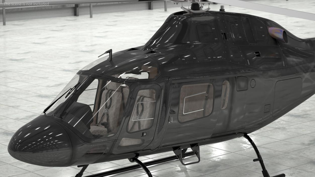 3D Utility Helicopter Black Rigged